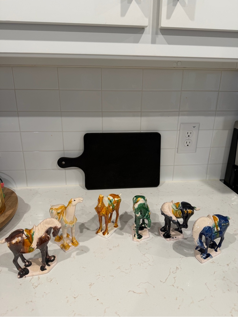 Set of 6 hand painted ceramic horses